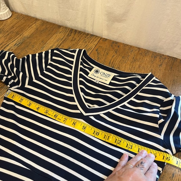🤍ONZE MONTRÉAL – Navy & White Striped Dress – Size S - Picture 8 of 10